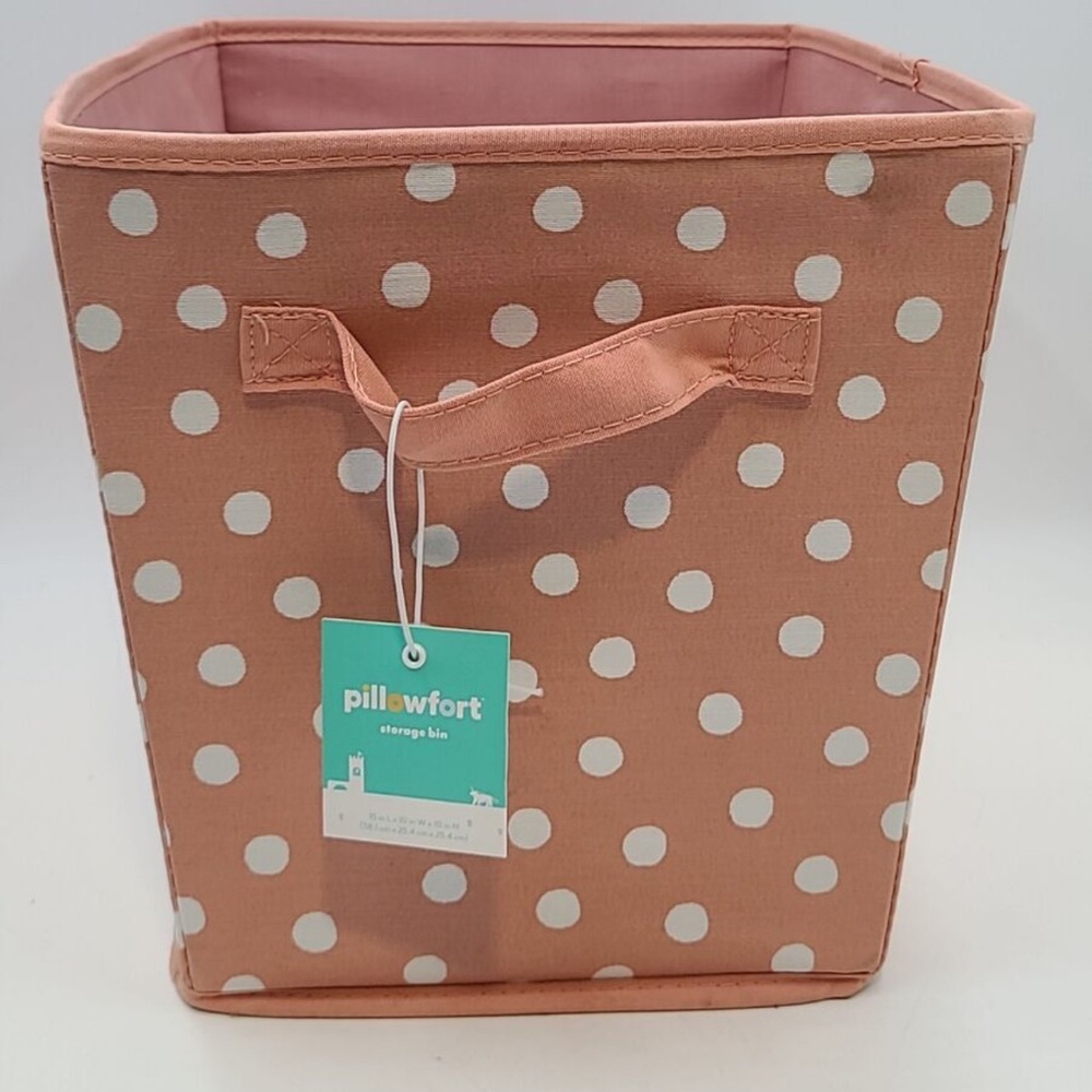 NWT ♥️🌸Pillow Port Pink Polka Dots Storage Bin